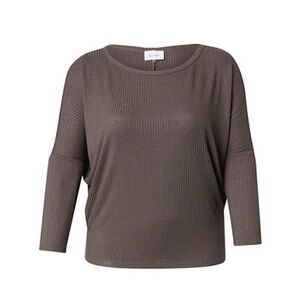 DailyLook Korye Ribbed Knit Long Sleeve Top Brown Pinstripe L NWT